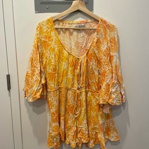 ShowPo floral orange romper/coverup size 10